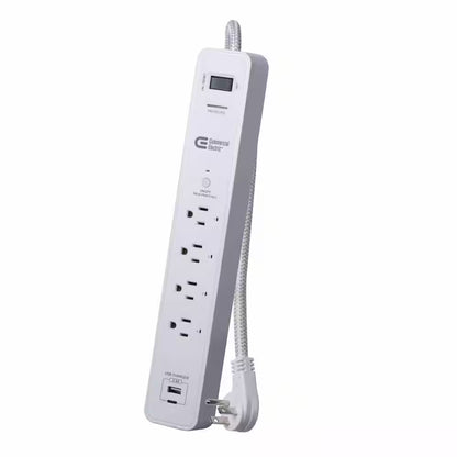 3 Ft. 4-Outlet White Surge Protector Smart with USB Powered by Hubspace