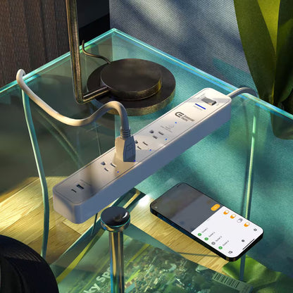 3 Ft. 4-Outlet White Surge Protector Smart with USB Powered by Hubspace