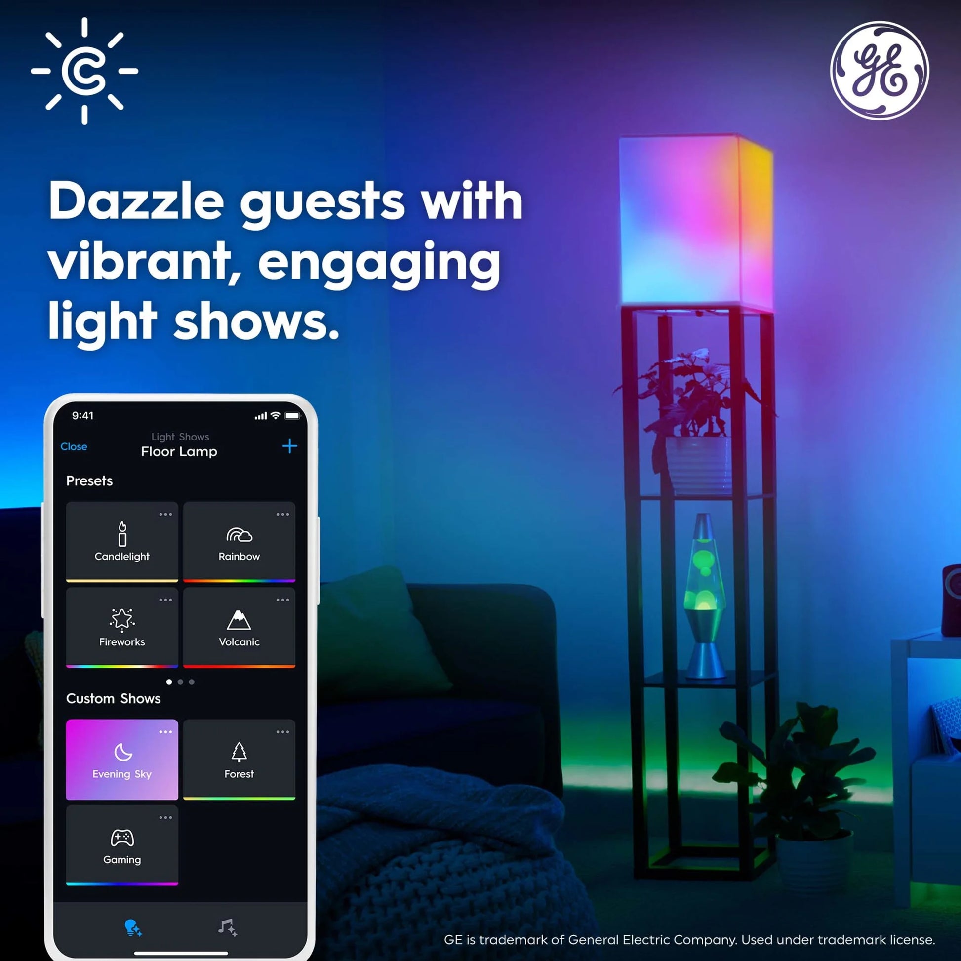 GE Cync Dynamic Effects BR30 Smart LED Light Bulb with Music Sync, Full Color, 65 Watts, E26 Base