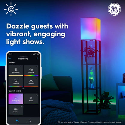 GE Cync Dynamic Effects BR30 Smart LED Light Bulb with Music Sync, Full Color, 65 Watts, E26 Base