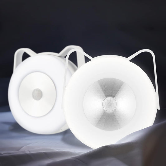 Upgraded Rechargeable Motion Sensor Stick-On Night Light Indoor,Led Closet Lights with Rotatable Bracket Design(2 Pack), Adjustable Nightlight for Stairs Bedroom Bathroom Kitchen Hallway